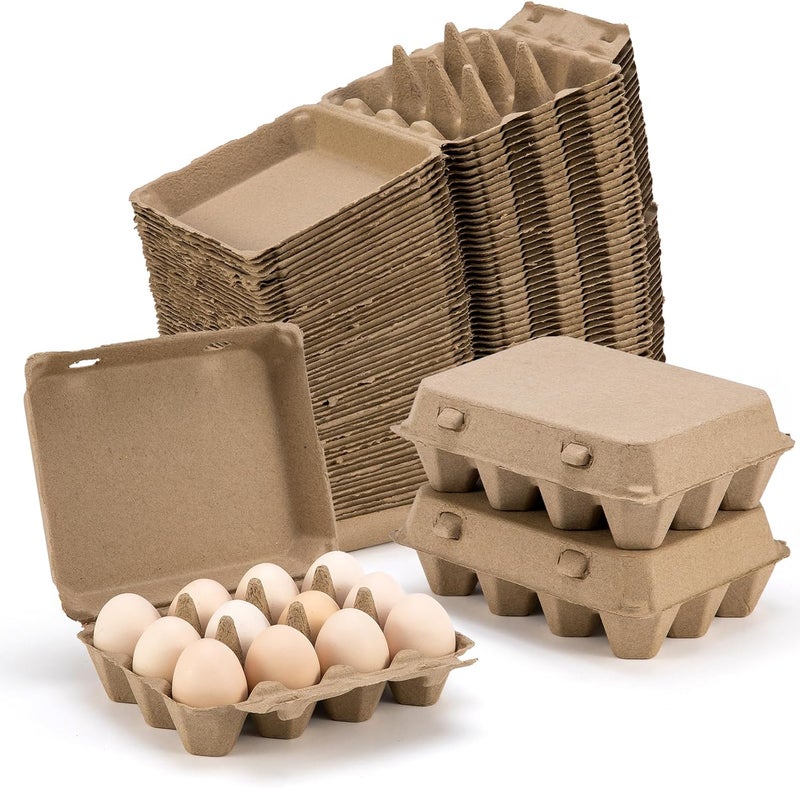 CINPIUK 50 Pack Egg Cartons, 3x4 Style Paper Pulp Egg Trays, Sturdy & Reusable Egg Holder 12 Count Dozen Chicken Egg Storage Tray for Farmers, Home Use & Transport - Image 1
